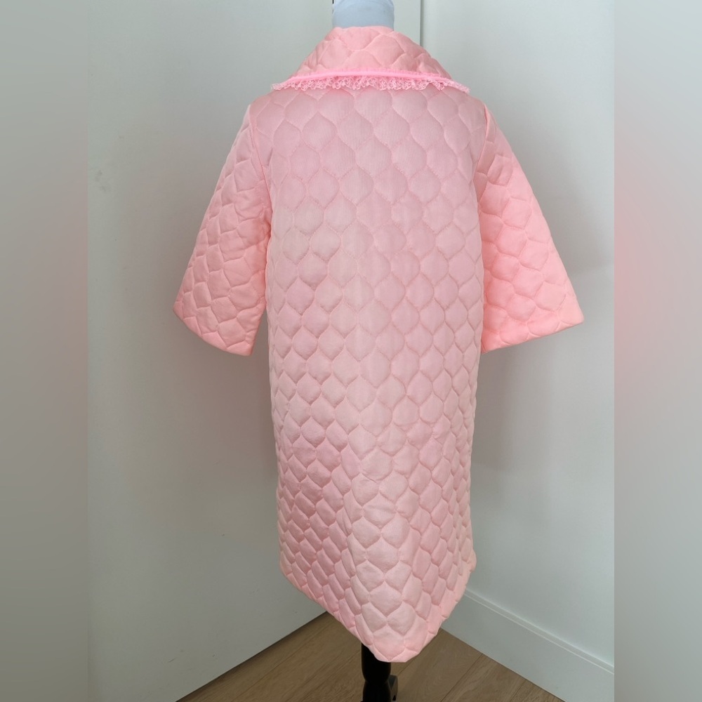 VINTAGE Hamilton Lingerie Pink Quilted Housecoat Robe Made Canada Retro 60's - Picture 6 of 15